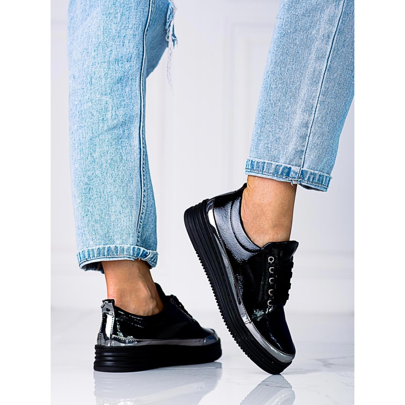 W. Potocki Shelovet damsneakers gjorda av lackerat ekologiskt läder svart 2