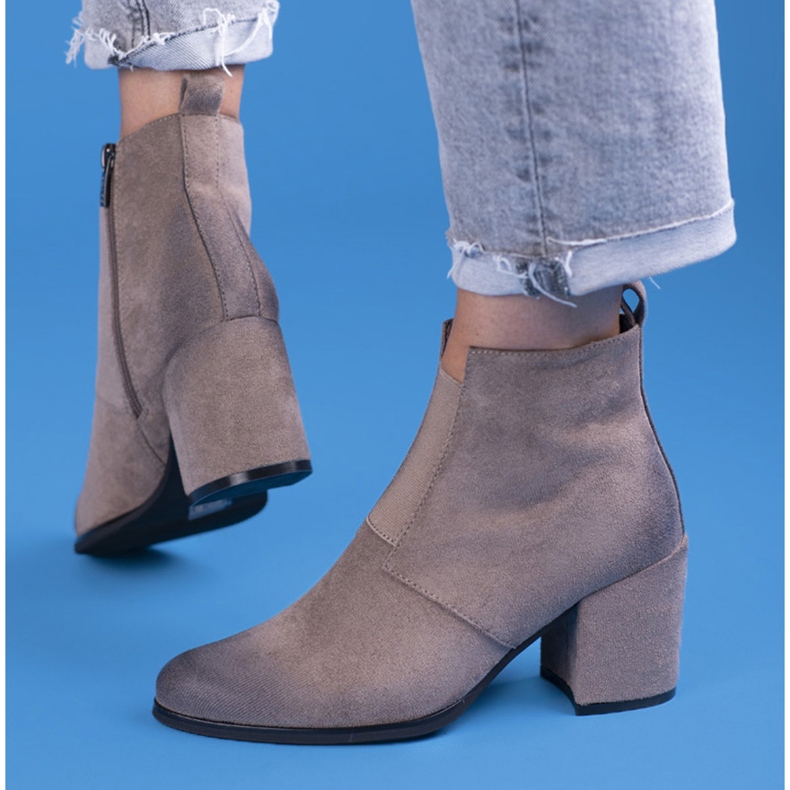 Beige stövlar för damer med Shelovet-resår 1