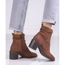 Bruna Shelovet-snörade damstövlar av ekologisk mocka 1