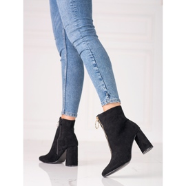 Svarta damstövlar på Shelovet-stolpen med gyllene dragkedja 2