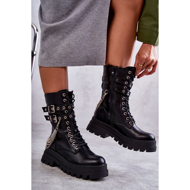 PG1 Höga arbetarstövlar med kedja Svart Montero 2