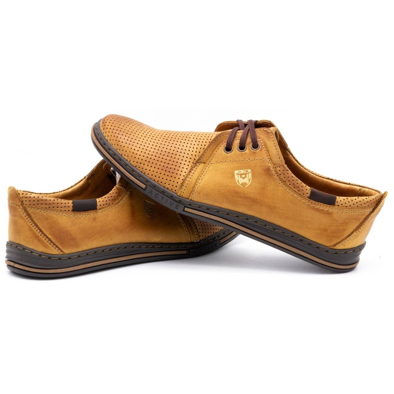 Polbut Läderskor 343 perforering röd beige 4