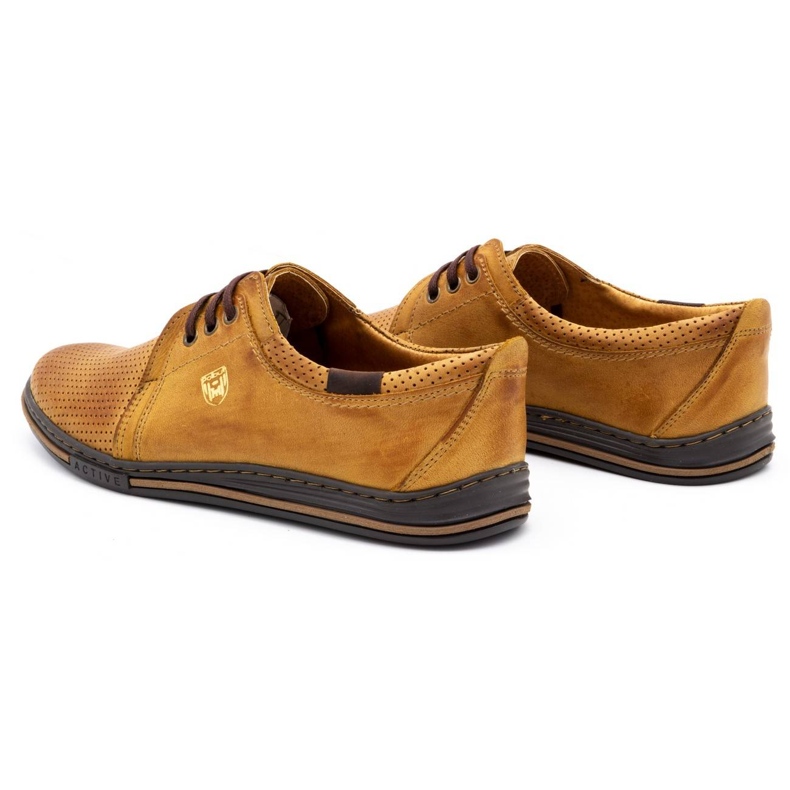 Polbut Läderskor 343 perforering röd beige 5