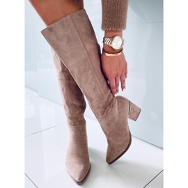 Heather L.KHAKI högklackade stövlar beige kaki 1