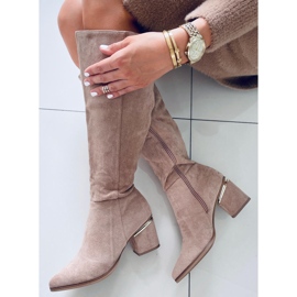 Heather L.KHAKI högklackade stövlar beige kaki 2