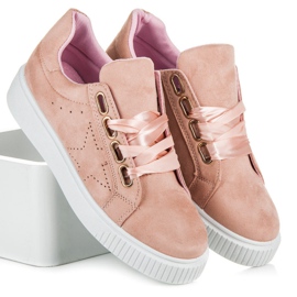 Ideal Shoes Sneakers bundna med ett band rosa 1