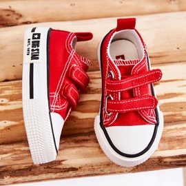 Sneakers i tyg för barn med kardborre Big Star KK374082 Röd 8
