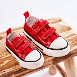 Sneakers i tyg för barn med kardborre Big Star KK374082 Röd 9