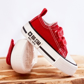 Sneakers i tyg för barn med kardborre Big Star KK374082 Röd 7