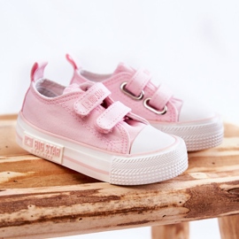 Sneakers i tyg för barn med kardborre Big Star KK374083 Rosa 1