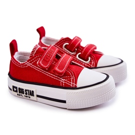 Sneakers i tyg för barn med kardborre Big Star KK374076 Röd 6