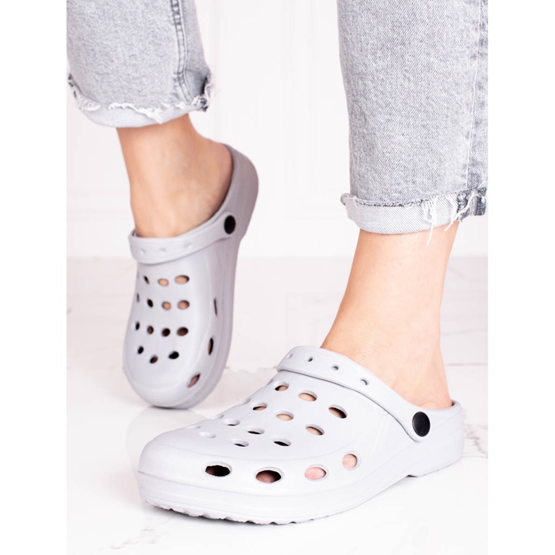 Ljusa Shelovet grå tofflor för kvinnor 1