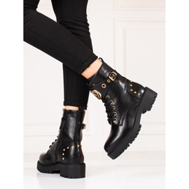 Shelovet kvinnors spetsarbetare med gyllene tillbehör svart 1