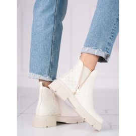 Beige Chelsea-stövlar för damer på Shelovet-plattformen 1