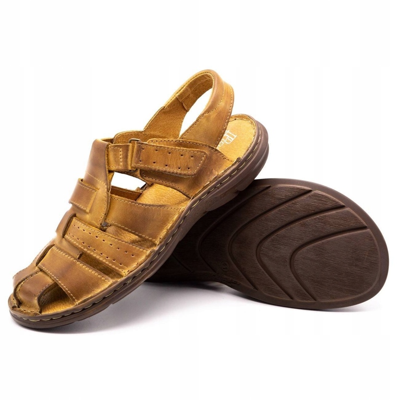 Polbut Lädersandaler för män 211 beige 3