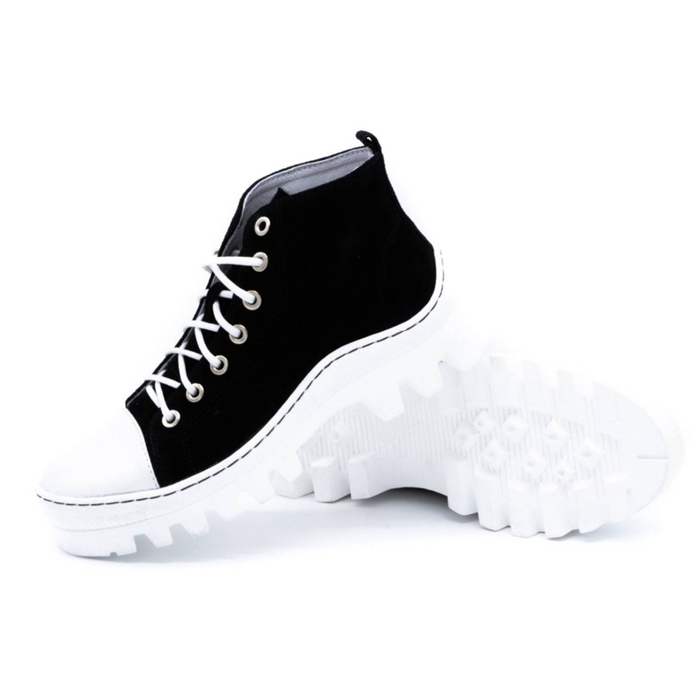 Polbut Ankelstövlar för damer i läder D1 svart pärla vit 3