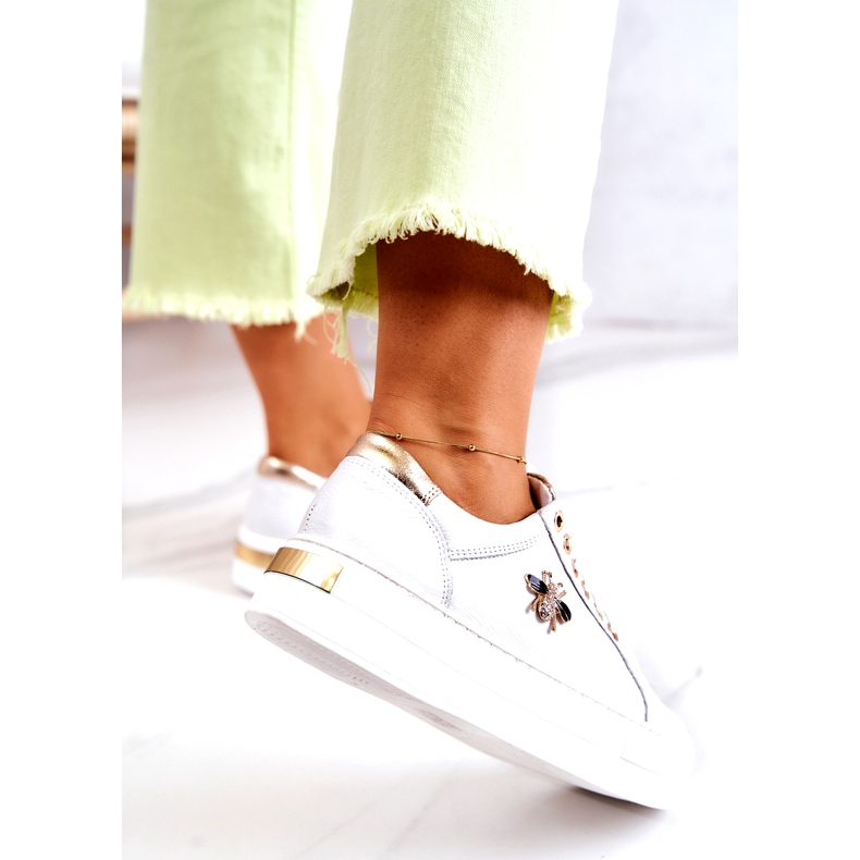 Sportskor för kvinnor läder på Filipczyk -plattformen med zirkoner vita 4