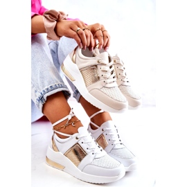 S.Barski Sportskor i läder för kvinnor på en kil Beige Larson 5