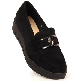 Dam loafers på eko mocka plattform svart Sergio Leone 1