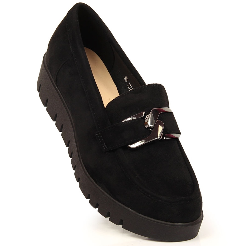 Dam loafers på eko mocka plattform svart Sergio Leone 1