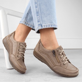 Bekväma bruna Helios-läderskor för kvinnor 1