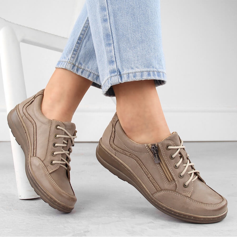 Bekväma bruna Helios-läderskor för kvinnor 1