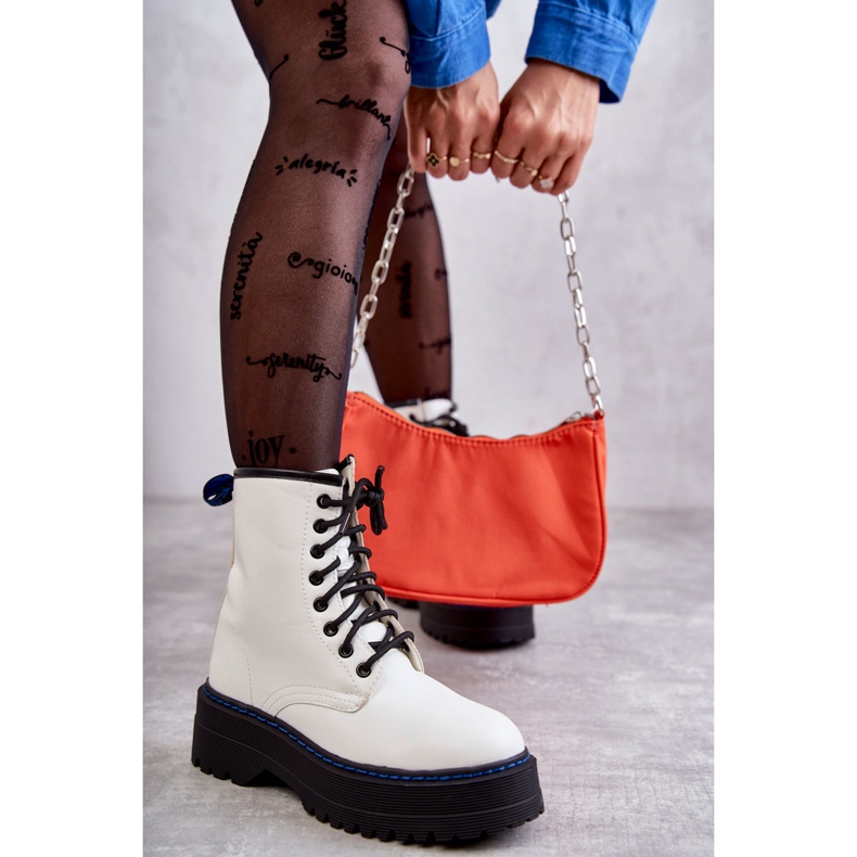 Knytkängor för kvinnor Glany White Callie vit 2