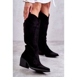 WS1 Svarta Casey cowboystövlar i mocka 1