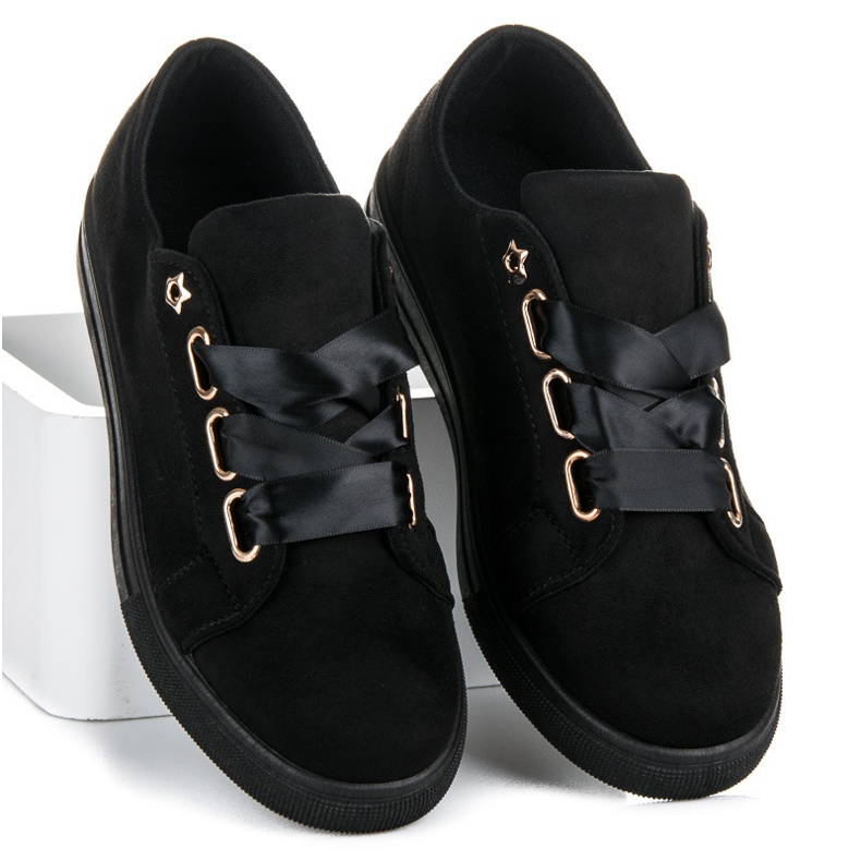 Ideal Shoes Mocka Sneakers Med Ett Band svart 2
