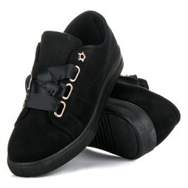 Ideal Shoes Mocka Sneakers Med Ett Band svart 1