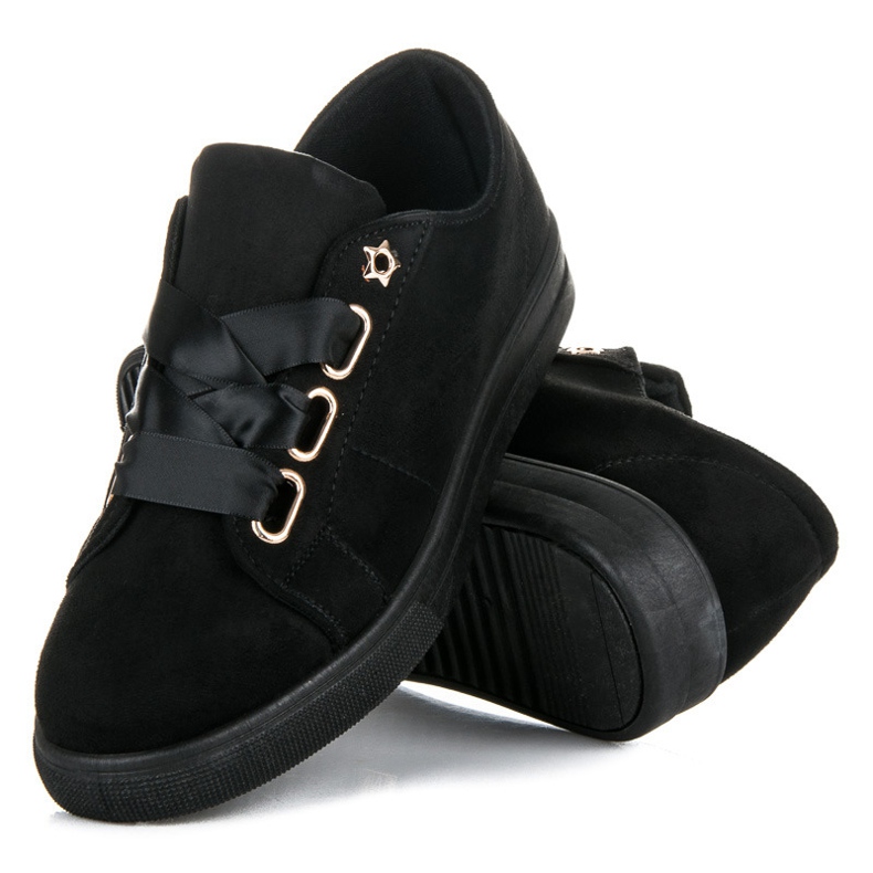 Ideal Shoes Mocka Sneakers Med Ett Band svart 1