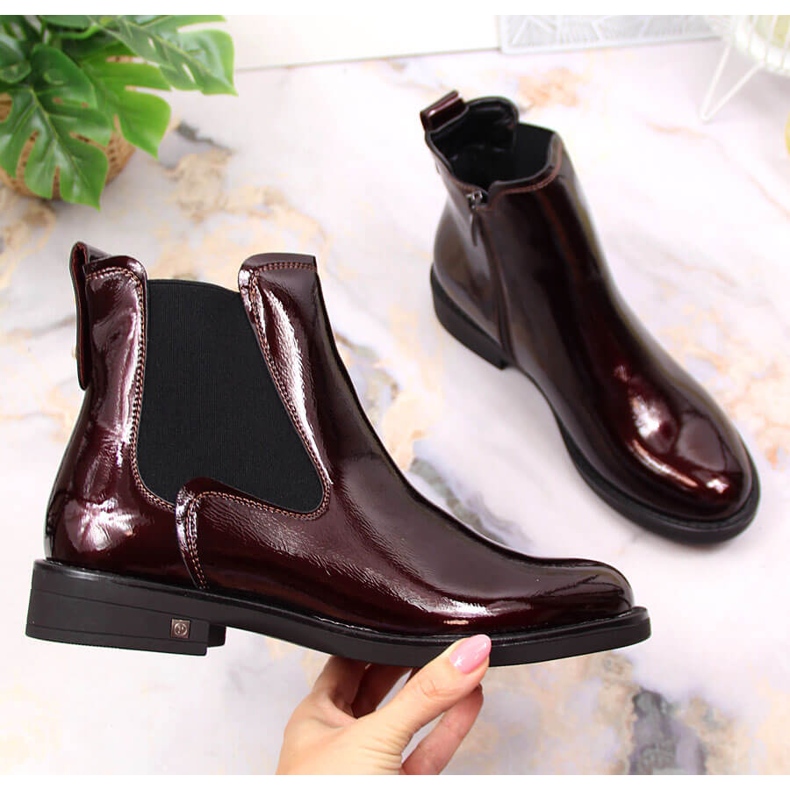 Damskor lackerade varm vinröd Potocki WOL93B rödvin 1