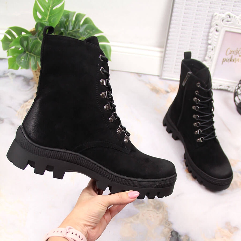 Kvinnors svarta mockaboots Potocki 1