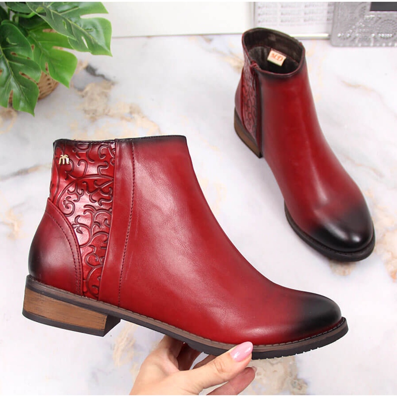 M. DASZYŃSKI Röda varma jodhpurstövlar för kvinnor Daszyński SAN4B 1