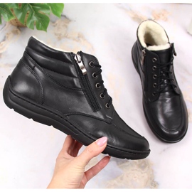 Łukbut Bekväma isolerade stövlar i svart läder för dam Lukbut LUK724A 1