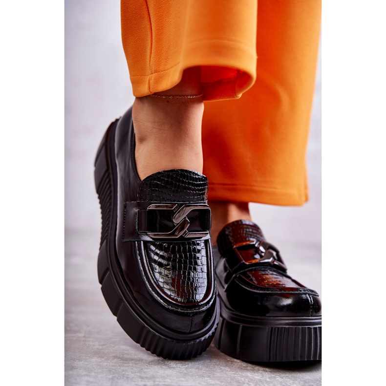 PL5 Fashionabla läderskor på Black Marsol-plattformen svart 2