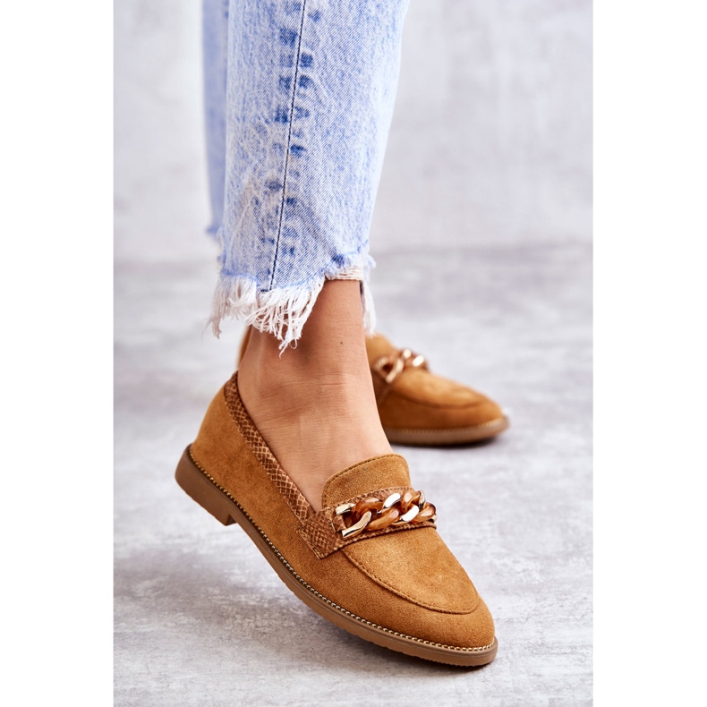 FB2 Dammocka Loafers med en kedja Camel Nolie brun 1