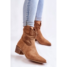 FB1 Mocka genombrutna Cowboystövlar med sömmar Camel Elvire brun 2