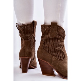 FB1 Mocka, genombrutna Cowboystövlar för kvinnor Khaki Eleonore brun kaki 2