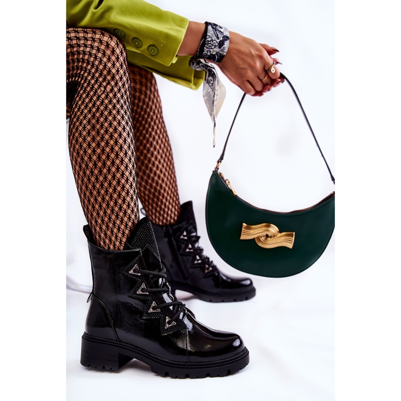 S.Barski Lackade varma stövlar med kolsvarta Gwen 1