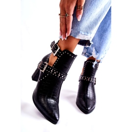 WJ2 Kvinnors stövlar på klack med strass Svart Kelin 3