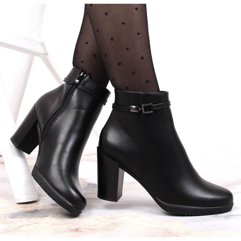 Svarta Sergio Leone högklackade damstövlar med cubic zirconia 1