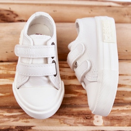 Barnsneakers i läder med kardborre Big Star KK374055 Vit 3