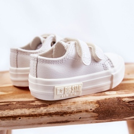 Barnsneakers i läder med kardborre Big Star KK374055 Vit 4