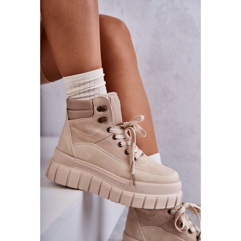 FG2 Bekväma stövlar på den beige Sanchio-plattformen 2