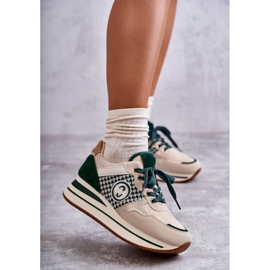 FB2 Fashionabla sportskor för kvinnor på en kil Beige-grön Aronne 1