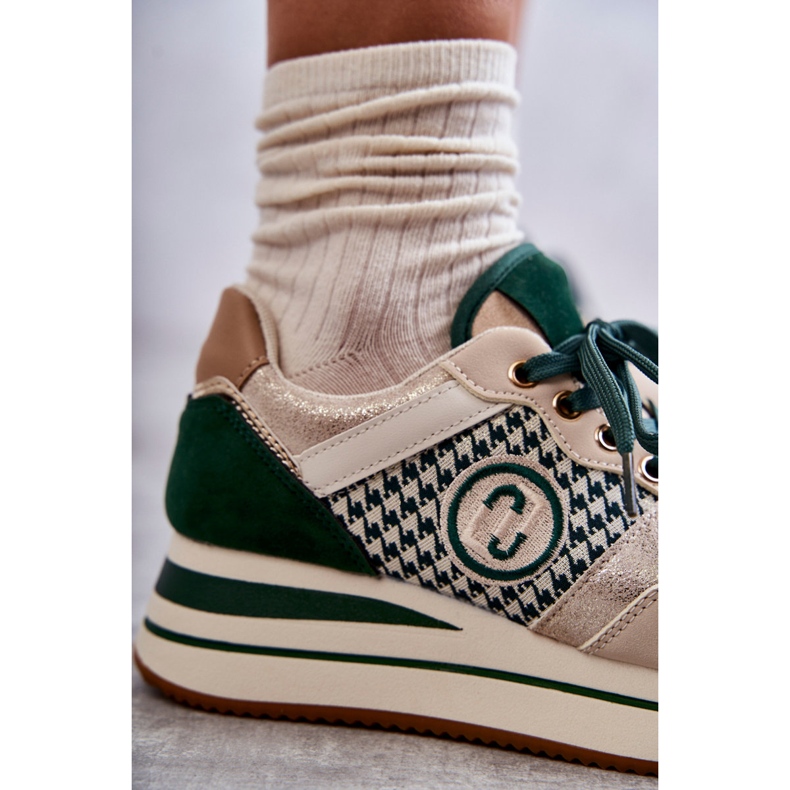 FB2 Fashionabla sportskor för kvinnor på en kil Beige-grön Aronne 2