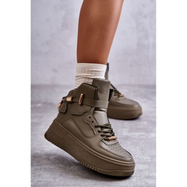 Höga varma sportskor för kvinnor Lexa Green kaki grön 1