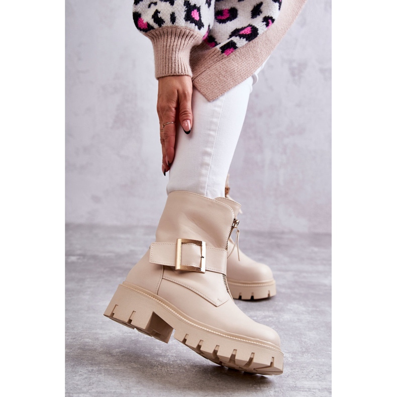 Kvinnors varma stövlar med dragkedja Beige Torey 1