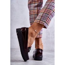 PL5 Kvinnors läder loafers på Venesia Burgundy-plattformen röd mångfärgad 2